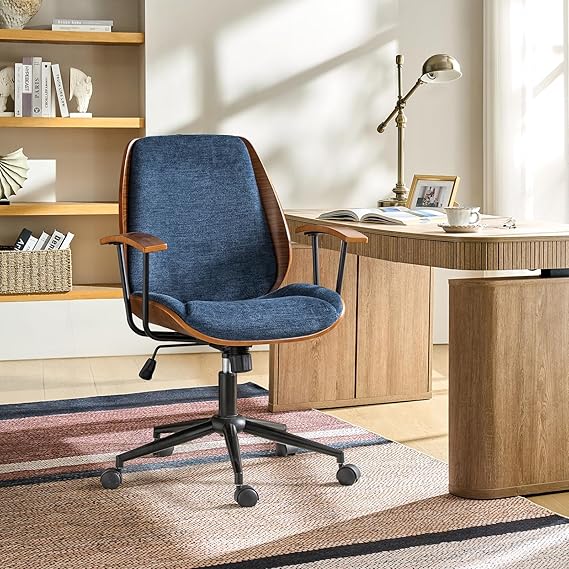 Modern Bentwood Office Chair - Ergonomic Swivel Desk Chair with Adjustable Height