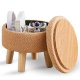 Storage Ottoman, Modern Round Footrest with Soft Padded Seat