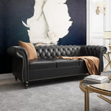 Modern 3 Seater Couch, Large Sofa Furniture, Roll Arm Classic Tufted Chesterfield Settee