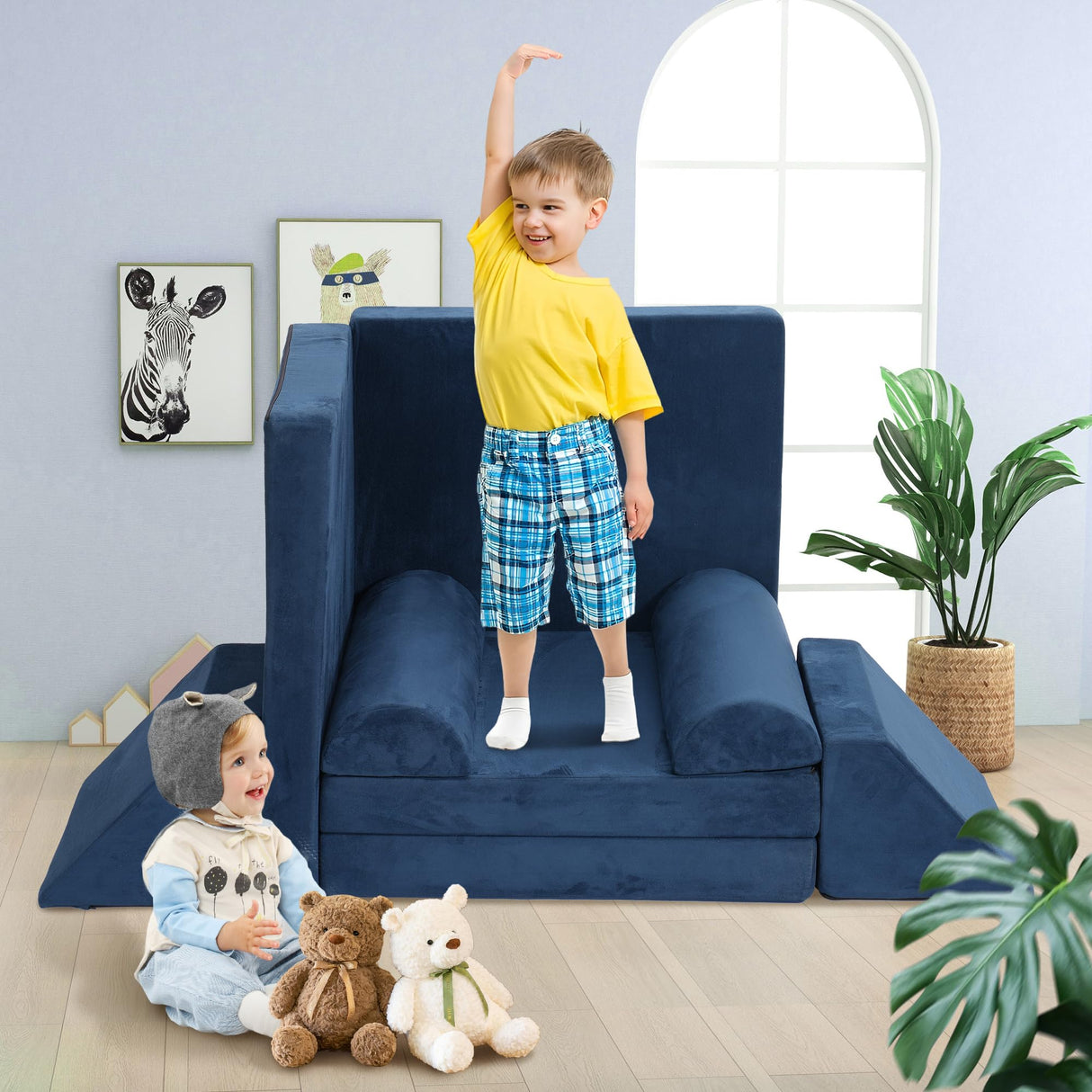 8 Pcs Modular Kids Play Couch, DIY Modular Toddler Couch for Playroom and Bedroom