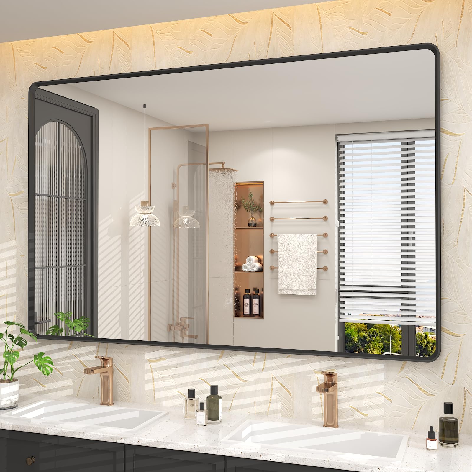 Matte Black Bathroom Mirror, Black Framed Bathroom Vanity Mirror