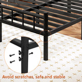 Queen Size Metal Bed Frame with Headboard & Footboard - 14 Inch Platform with Steel Slat Support