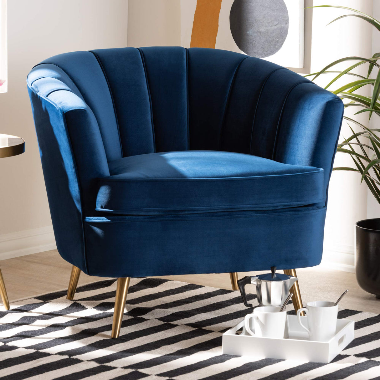 Baxton Studio Chair, Blue