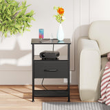 Nightstands Set of 2 with Fast Charging Station and Drawer, End Table Bedside Table