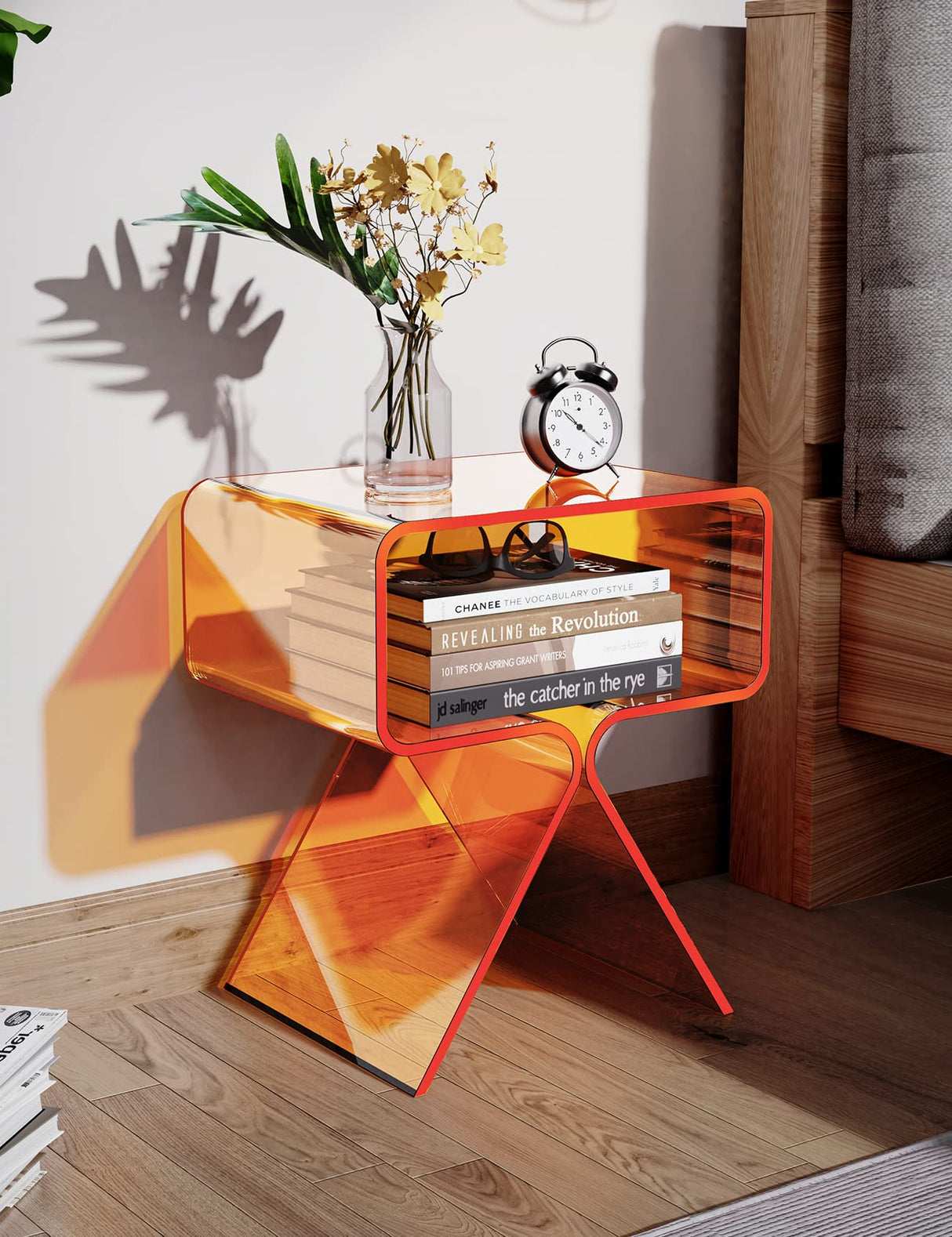 Nightstand Side Table Modern Design Clear