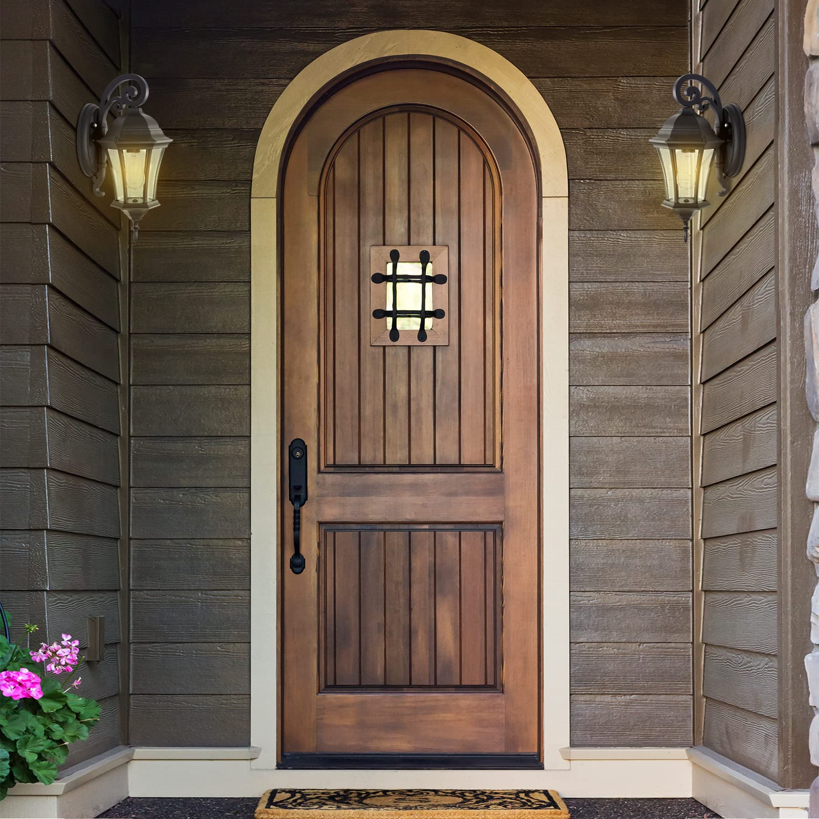 GOALPLUS 18in High Outdoor Porch Wall Lantern with Dusk to Dawn Sensor 2 Pack Exterior Doorway Coach Light Wall Mount for House, Large Photocell Sensor Outside Garage Entrance Wall Sconce for Yard