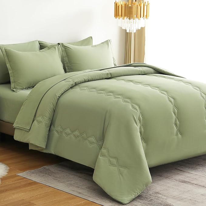 King Comforter Set 7 Pieces,White Ultra Soft Bedding Comforter Sets