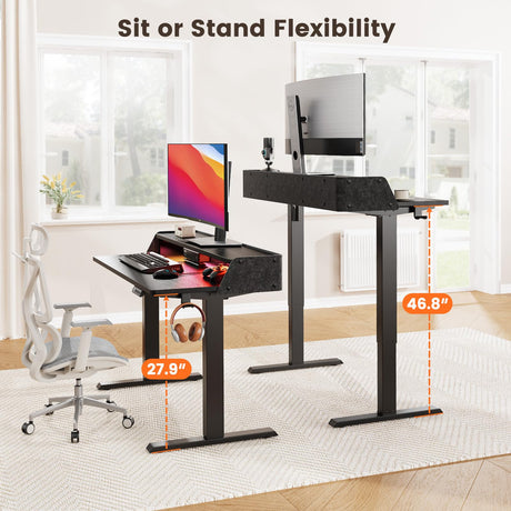 Electric Standing Desk, 55x24 Inches Adjustable Height Desk