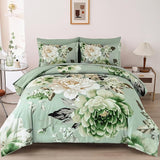 Khaki Comforter Set King Size 7 Pieces Floral Bed