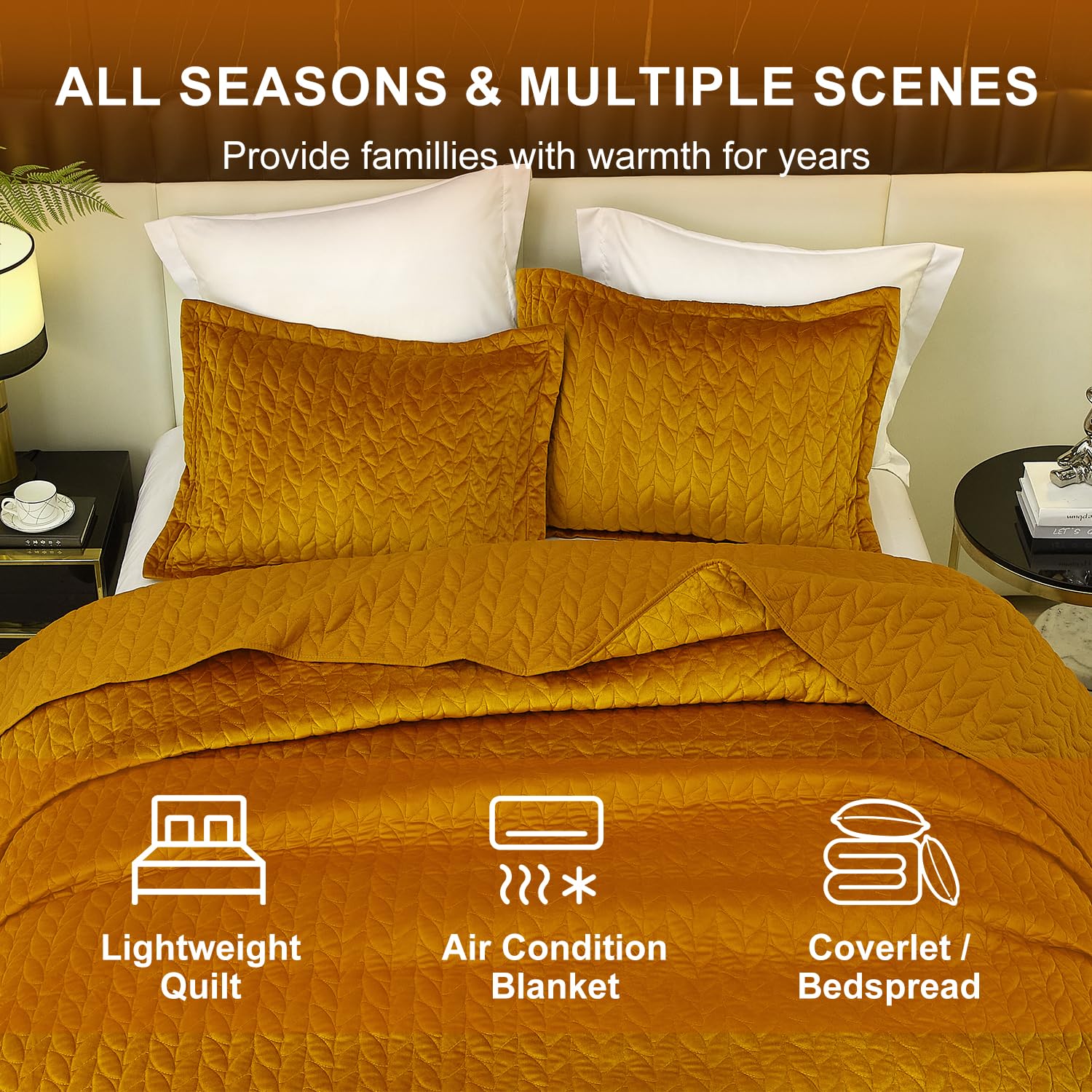 Velvet Quilt Queen Size - Ultra Soft Luxury Bedding Set