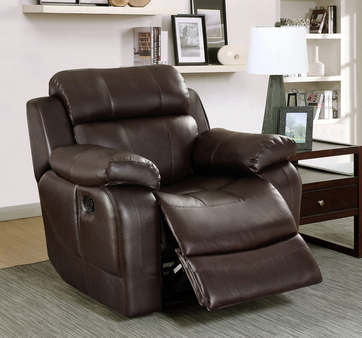 Baylands Bonded Leather Glider Rocker Reclining Chair, 40.5" W, Brown