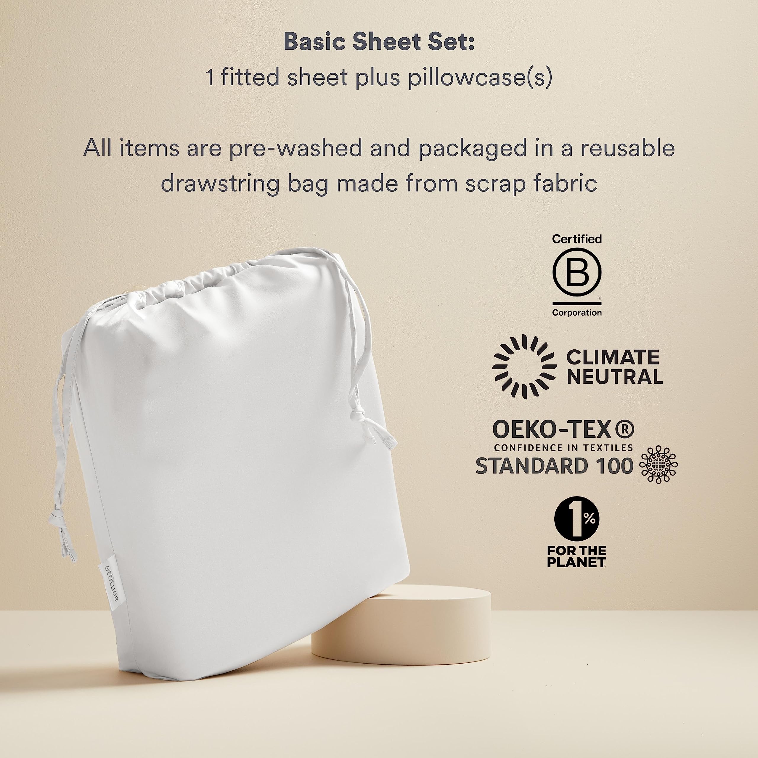 100% Lyocell from Organic Bamboo Basic Sheet Set - Fitted Sheet & Pillowcase Only,