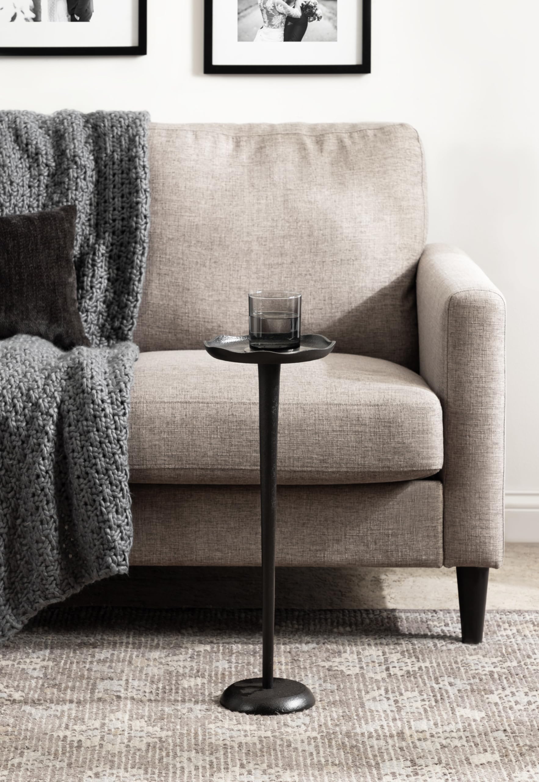 Alessia Modern Decorative Metal Drink Table, 8 x 8 x 22, Black