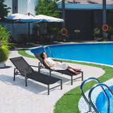 Outdoor Patio Lounge Chair Set of 2, Aluminum Chaise Lounge Outdoor with 5 Adjustable