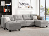 Reversible Storage Modular U-Shape Sectional Sofa Couch with Double Chaises Modular