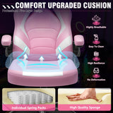 Ergonomic Gaming Chair with Lumbar Support - Pink Leather High-Back Office Chair