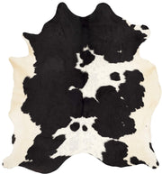 Cow Hide Collection Area Rug - 5'6" x 6'6", Black & White, Handmade Rustic Genuine
