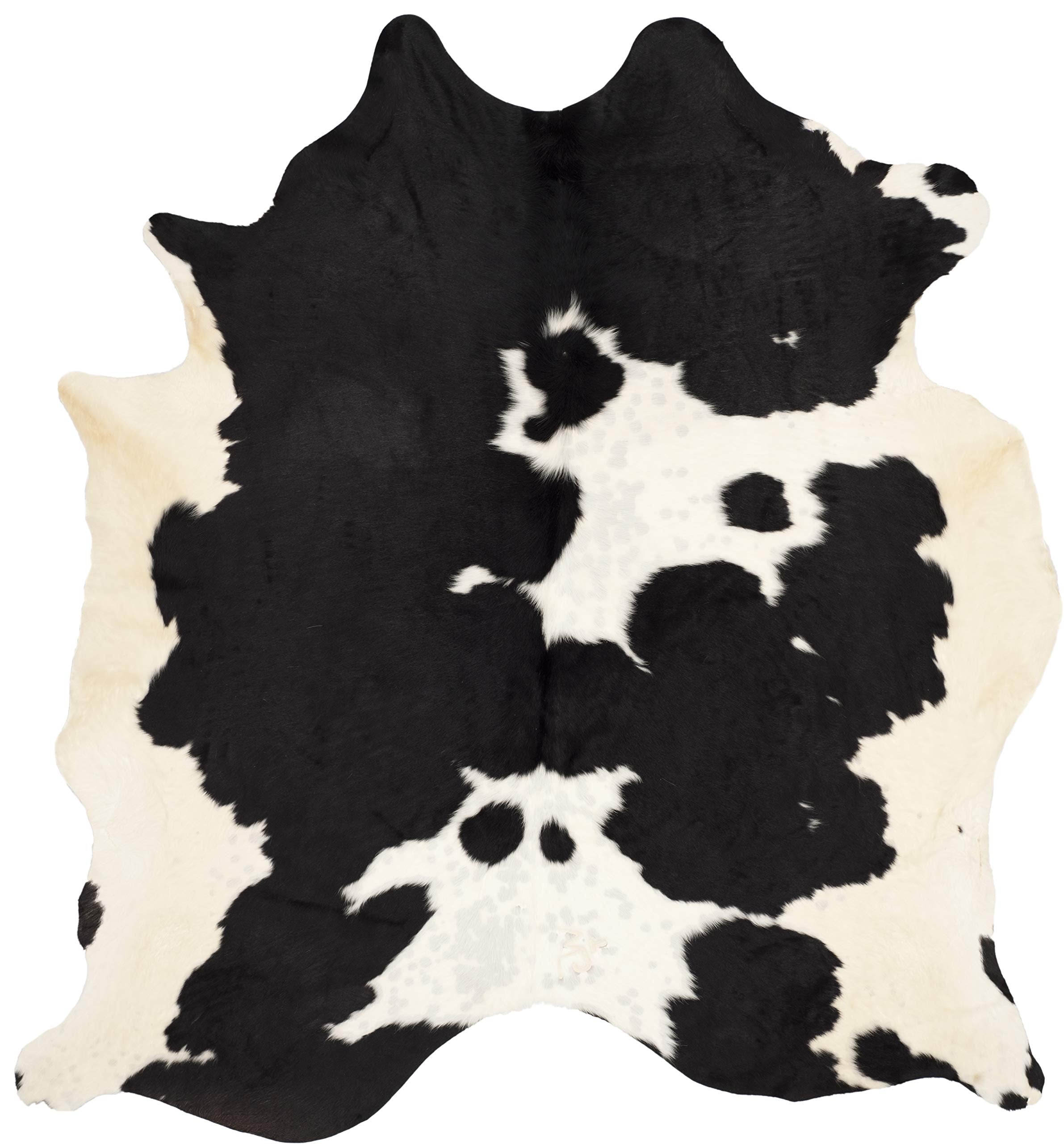 Cow Hide Collection Area Rug - 5'6" x 6'6", Black & White, Handmade Rustic Genuine