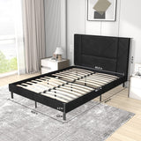 Queen Bed Frame, Velvet Upholstered Bed Frame Queen Size with Headboard, Mattress