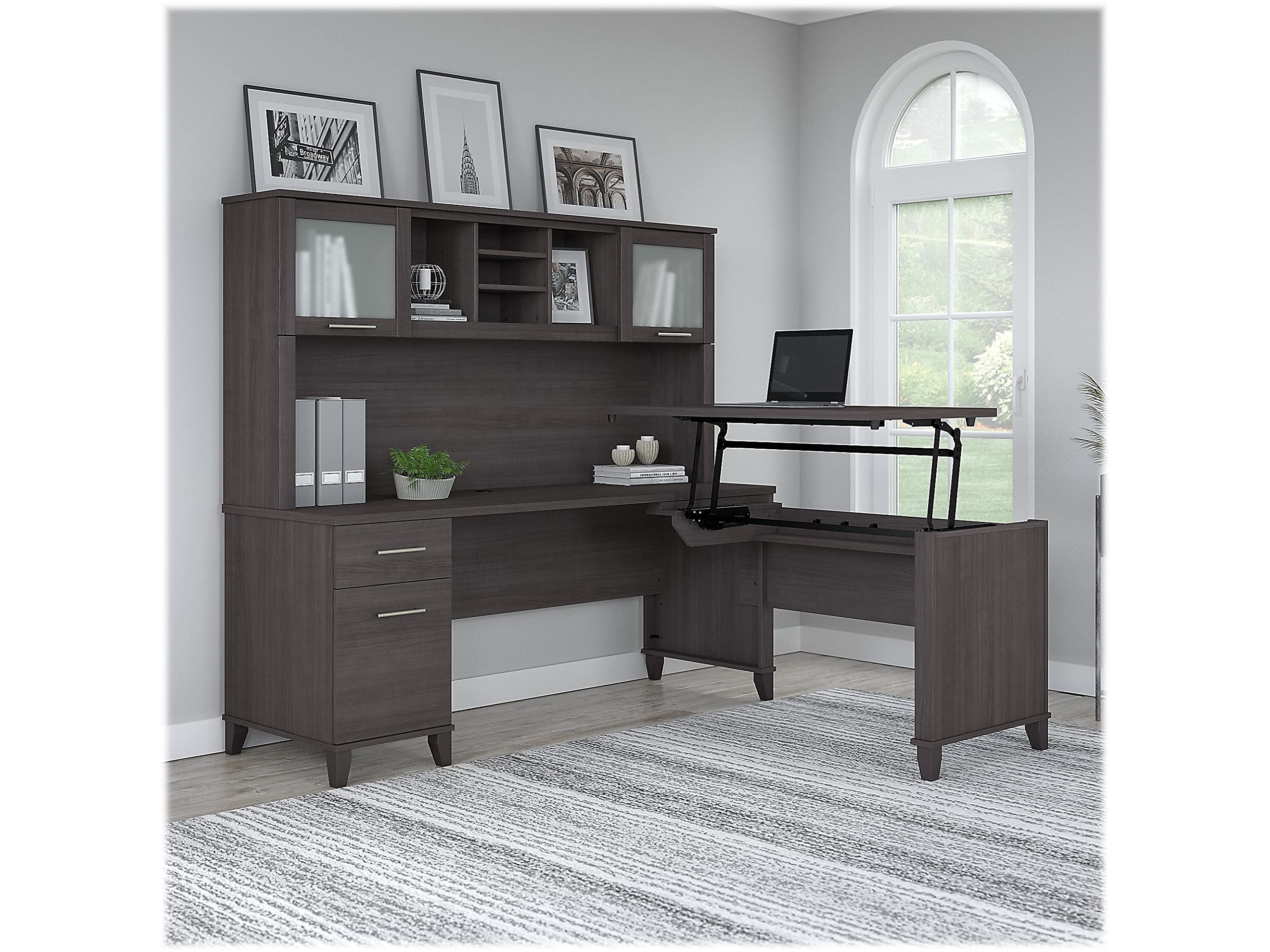 Somerset Adjustable Desk with Hutch – 35-41"