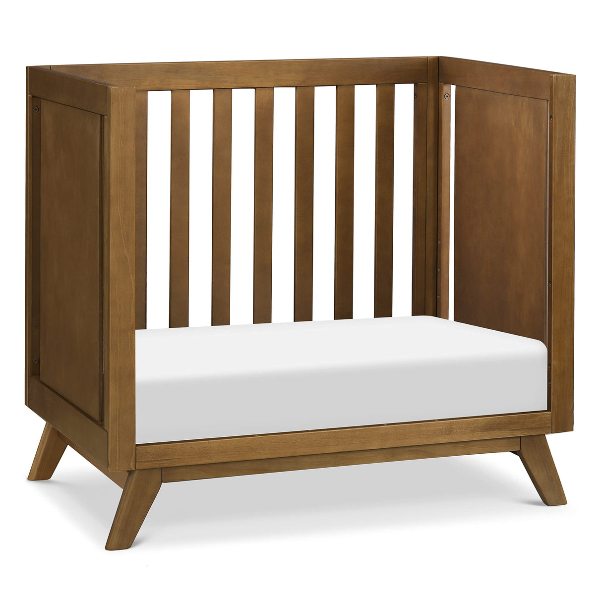 Otto 3-in-1 Convertible Mini Crib with 4" Mattress in Walnut, Greenguard Gold Certified