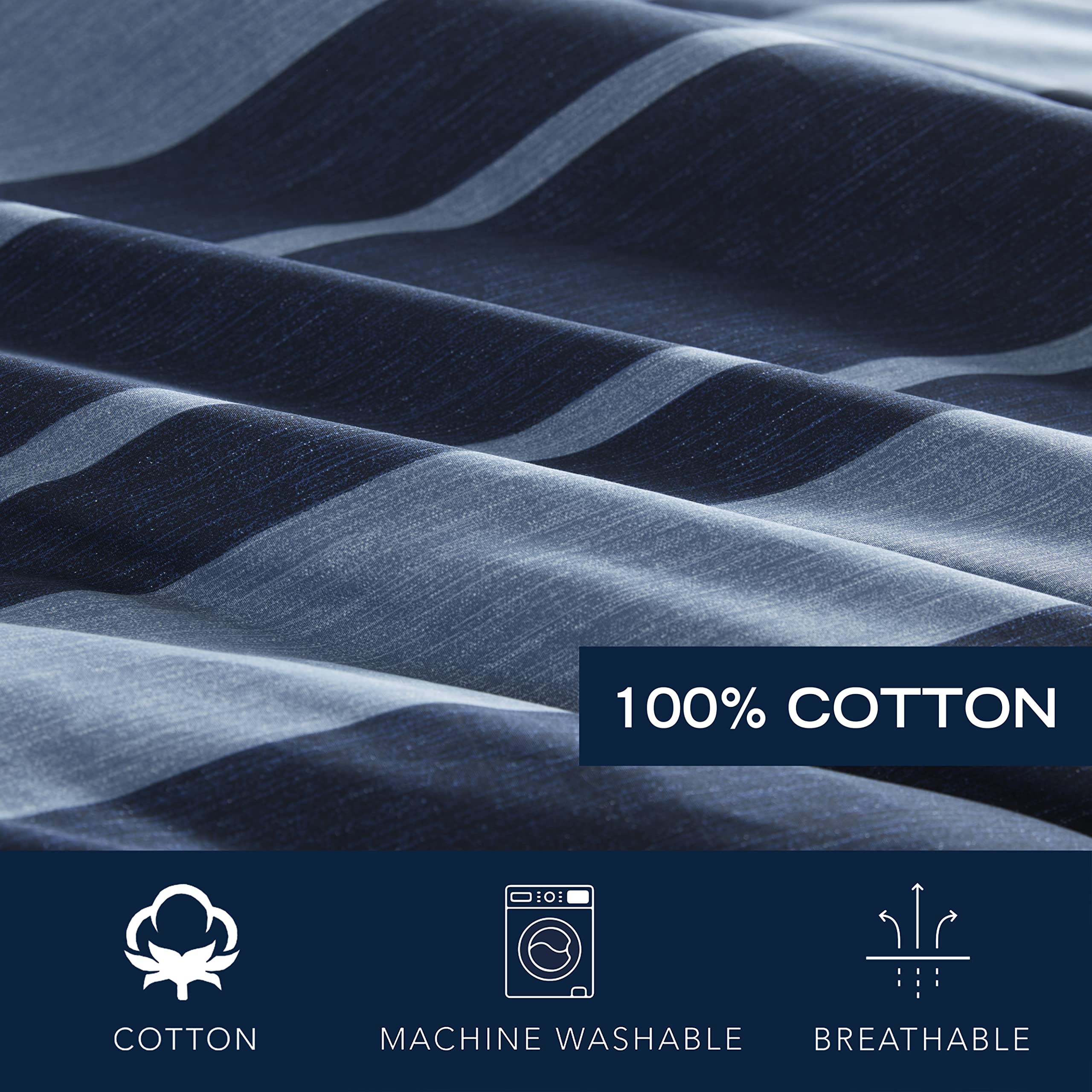 King Comforter Set - Reversible Cotton Bedding with Shams