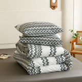 Boho Black Striped Comforter Set Queen Aztec Southwest Bedding Set Women Men