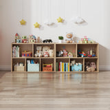 2-Tier Montessori Solid Wood Shelves Toy Organizers and Storage,5-Compartment Storage Cabinet