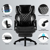 High Back Big & Tall 400lb Office Chair with Footrest Bonded Leather