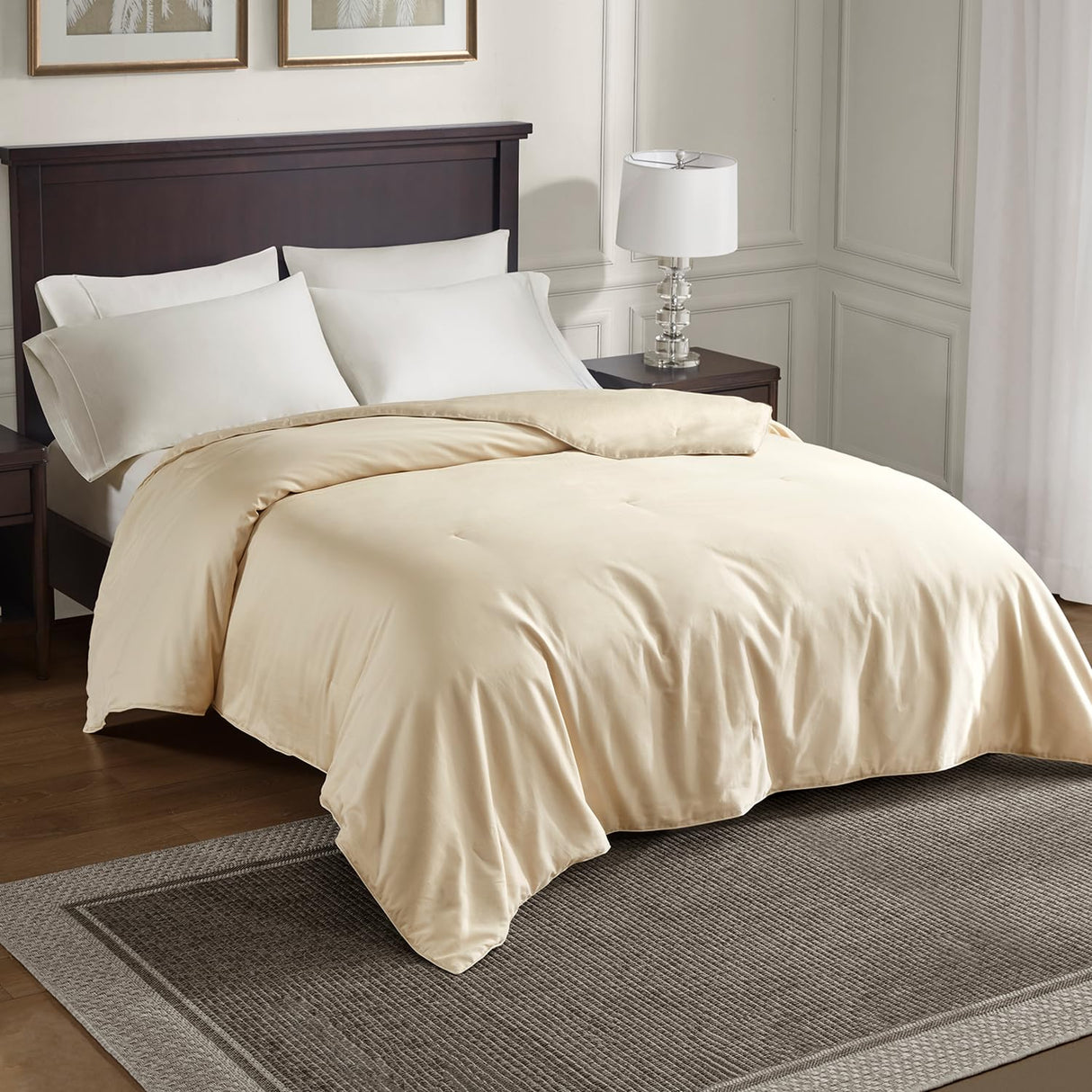 Comforter King Size, 100% Natural Silk Filled Duvet Breathable Lightweight Pure Silk Quilt for Summer