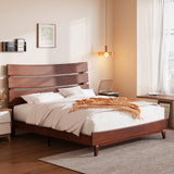 King Size Solid Wood Platform Bed Frame with Wooden Headboard, No Box Spring