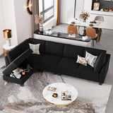 4 Seater Sectional Sofa with Reversible Chaise, Velvet L Shaped Sofa Sectional Couch