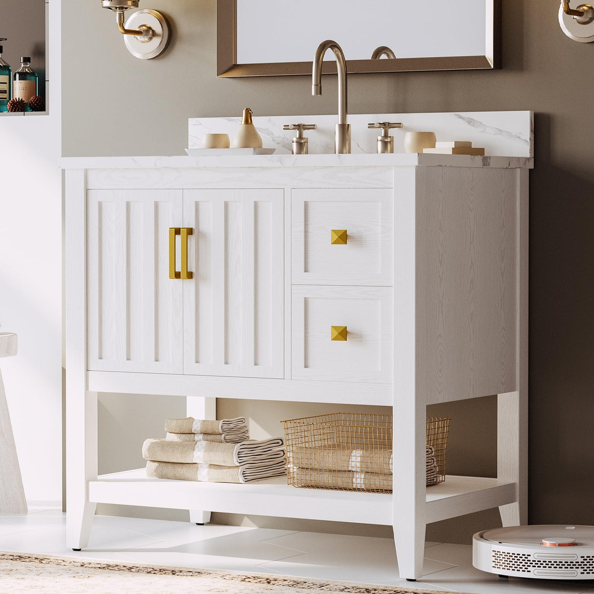 Bathroom Vanity with Sink, 30" Bathroom Cabinet with 2 Drawers and Storage