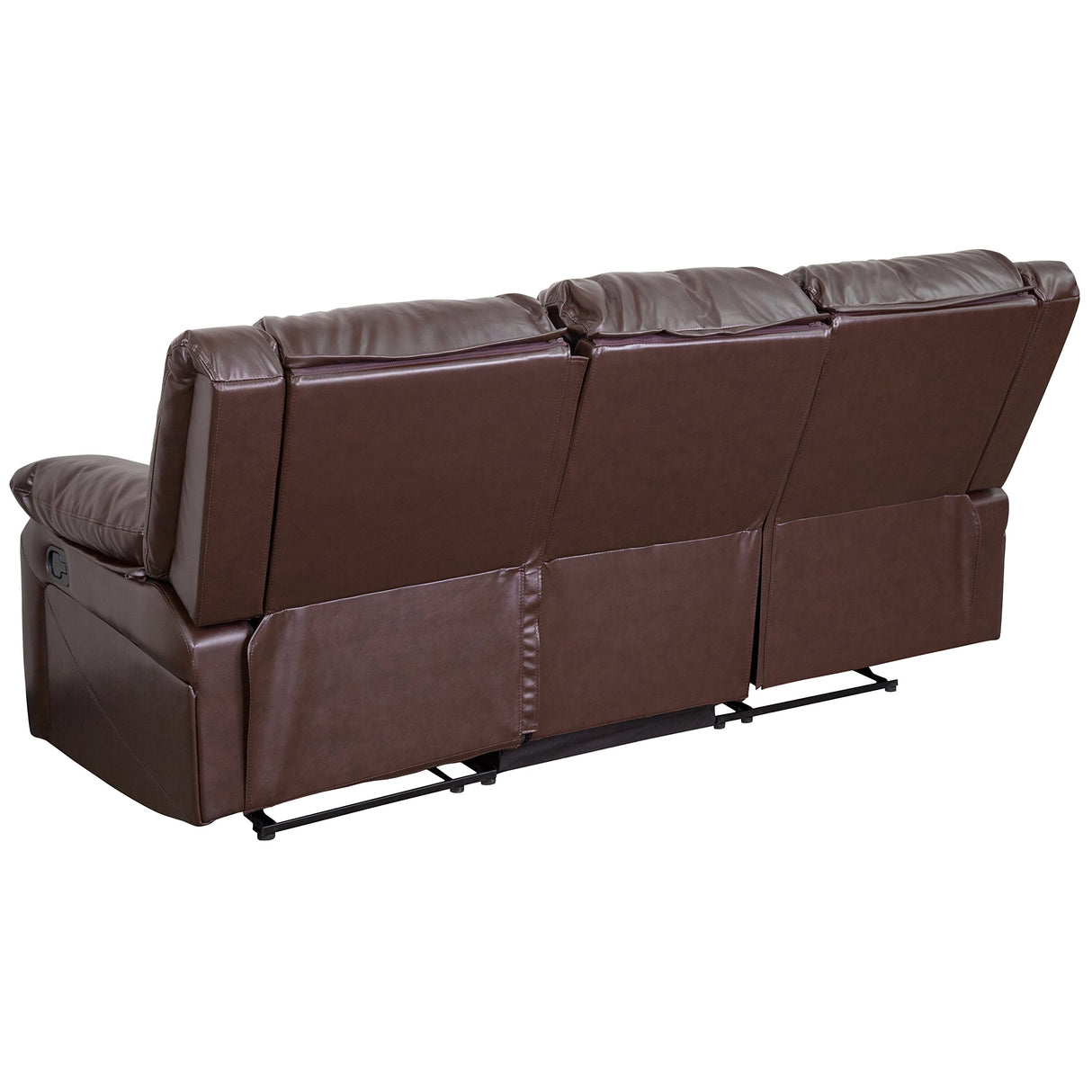 Series Brown LeatherSoft Sofa with Two Built-In Recliners