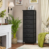 Black Tall Dresser for Bedroom, Storage Dresser Organizer with 7 Fabric Drawers,