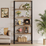 Bookshelf, 31.5in Wide Shelf 6 Tier Bookcase, 110lbs/shelf Vintage Industrial Style Bookshelves for Bedroom