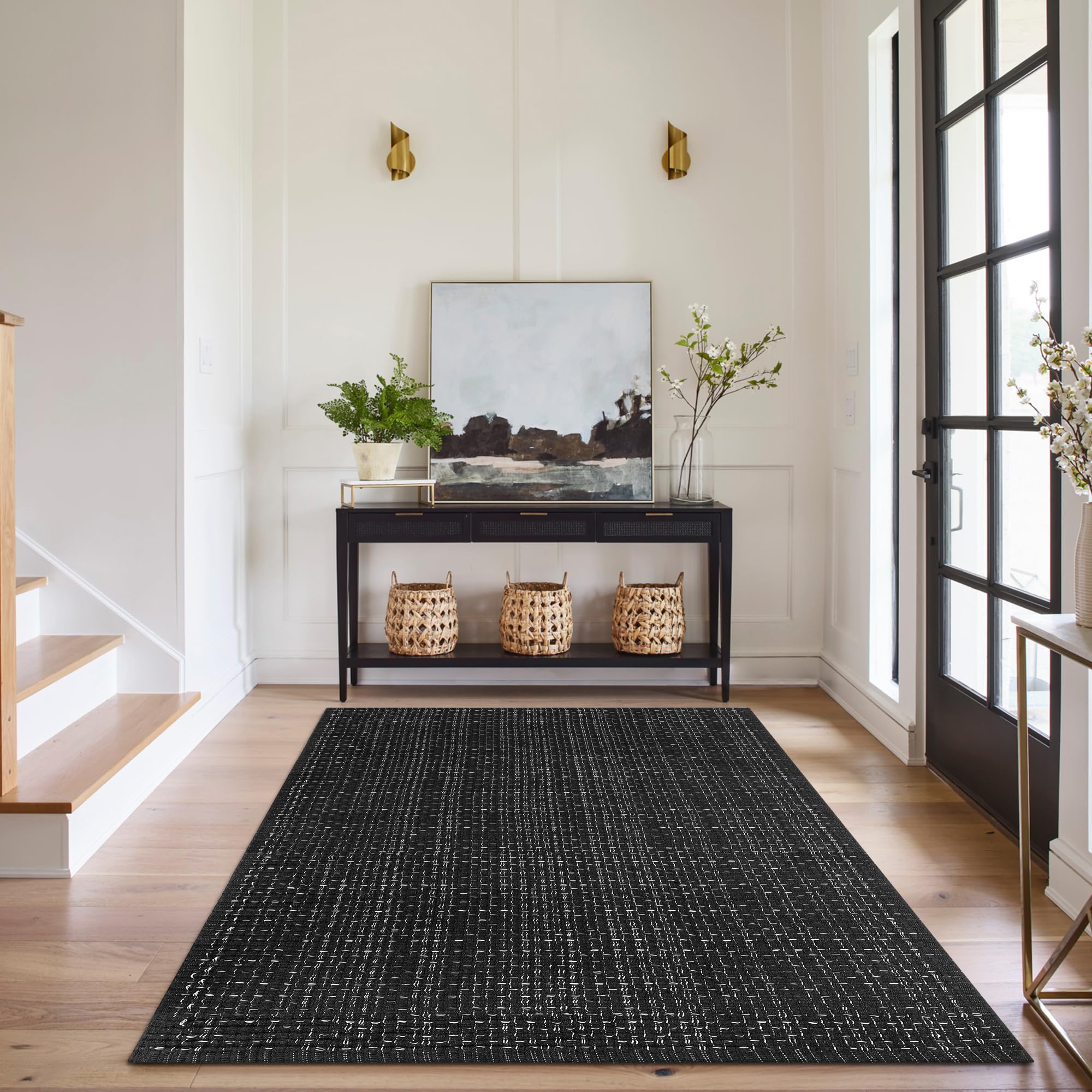 Washable Area Rug 3' x 5', Woven Cotton Non-Shedding Kitchen Rugs