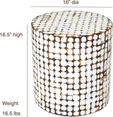 Round Side Table - Real Coconut Shell Mosaic Inlaid, Pre-Assembled,