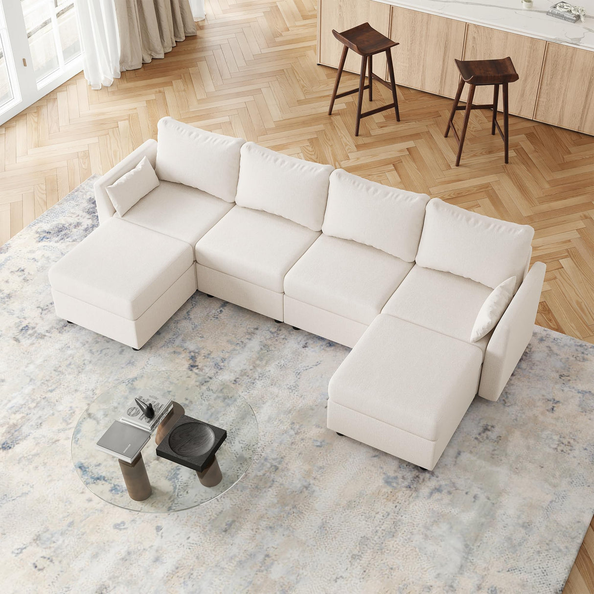 Modular Sectional Sofa, 6 Seat Modular Couch with Storage, Memory Foam