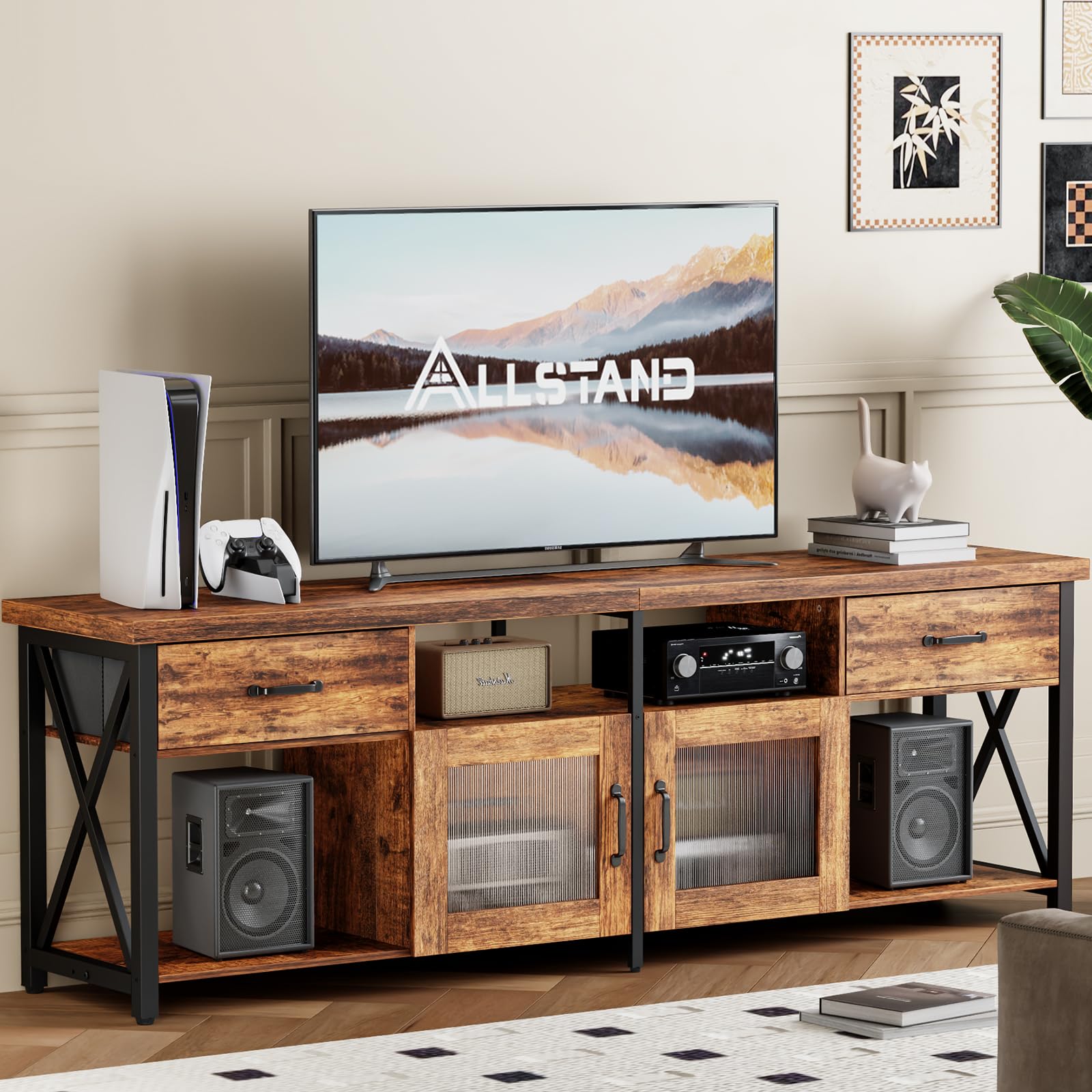 Tall TV Stand for 75 80 Inch TV, Entertainment Center