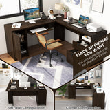 66" x 66" L-Shaped Office Desk with Keyboard Tray, Spacious Corner Computer