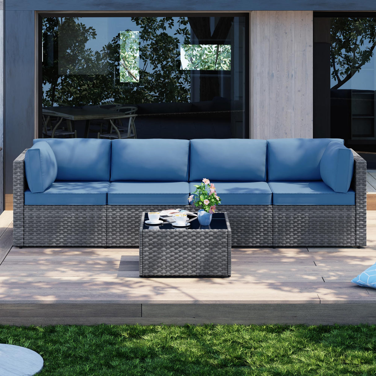 5 Pieces Outdoor Patio Furniture Sets, Patio Sectional Sofa