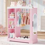 Kids Armoire with Jewelry Cabinet, Dress up Storage with Mirror and Shelves