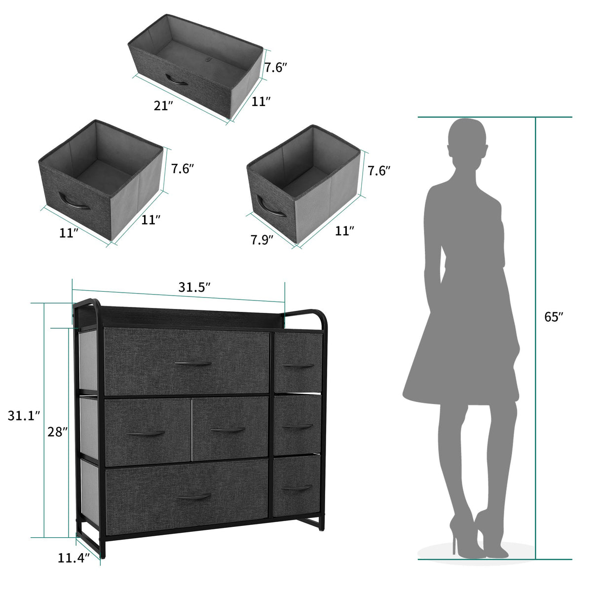 7 Drawers - Storage Tower Organizer Unit for Bedroom