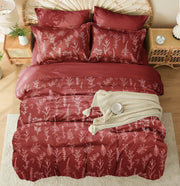 Terracotta Bed in a Bag Queen 7 Pieces, Queen Comforter Set Reversible Botanical Flowers Design,