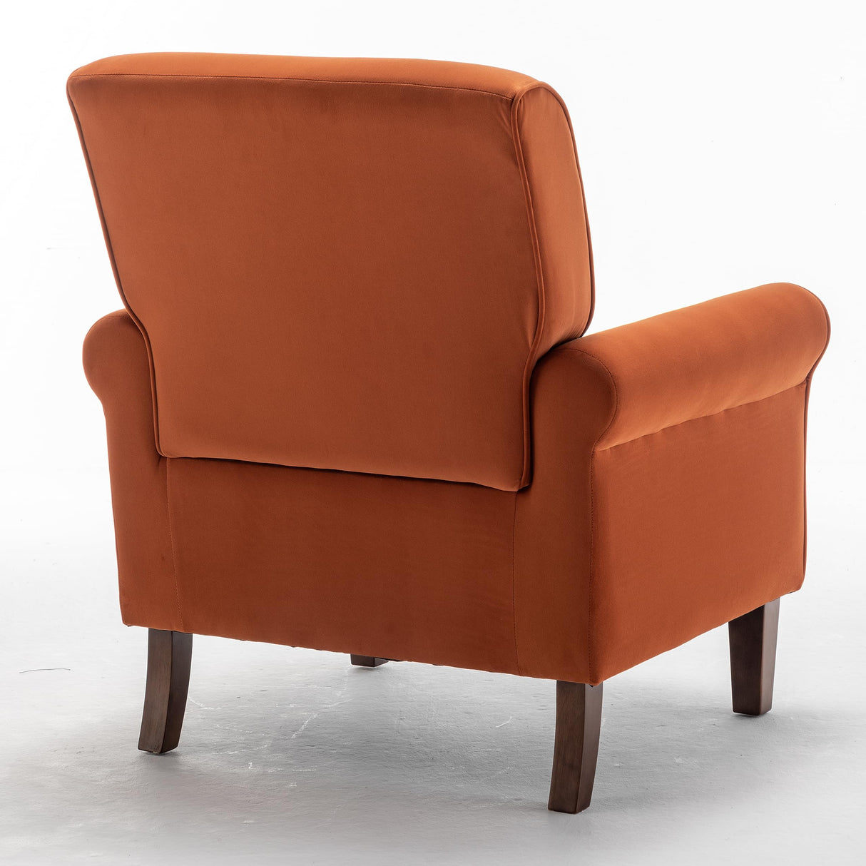 Traditional Arm Chairs for Living Room, Bedroom, and Office, Accent Armchair Featuring Birch Wood Frame and Elegant Curved Armrests, Orange