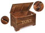 Solid Wood Toy Box in Caramel Brown – Safe, Customizable Storage for Kids' Toys