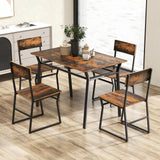 Dining Table Set for 4, 47”L x 28”W Rectangular Kitchen Table w/ 4 Trapezoid Chairs,