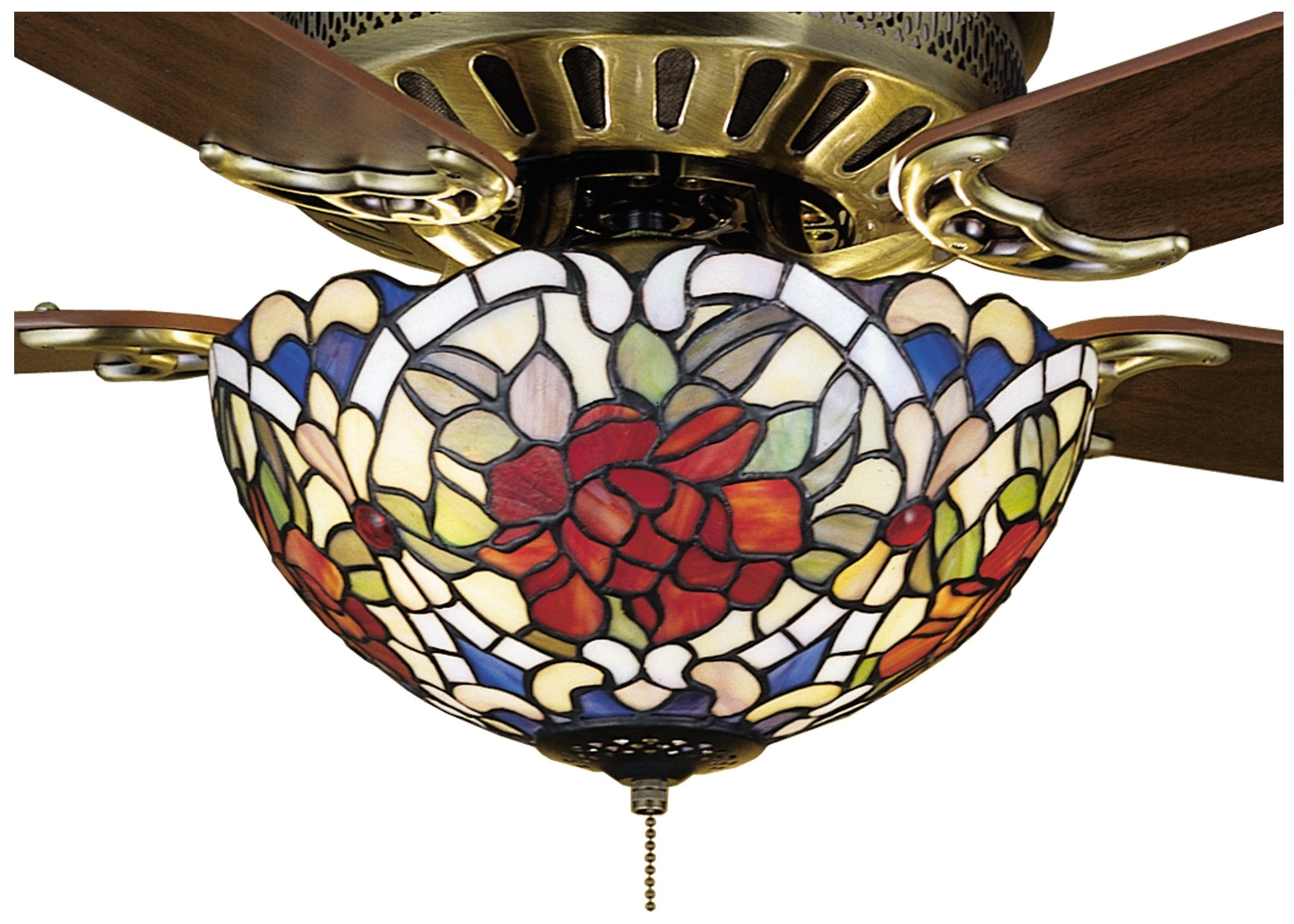Tiffany Renaissance Stained Glass Ceiling Fan Light - 3 Light Fixture