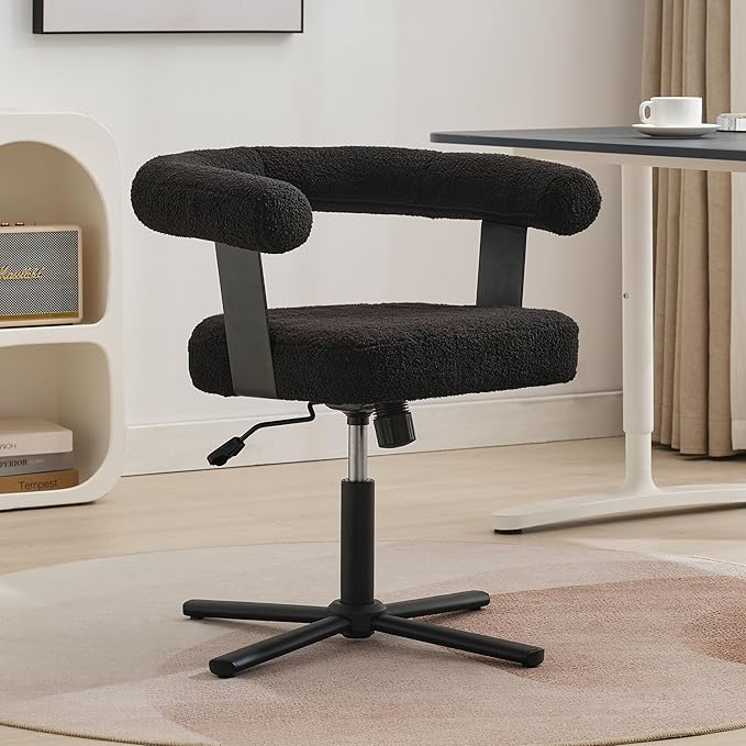 Home Office Desk Chair with Footrest,Vanity Chair with Back,Modern Comfy Makeup